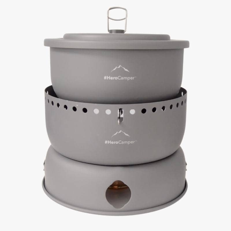 HeroCamper Outdoor Kochset 10 tlg inkl. Spirituskocher